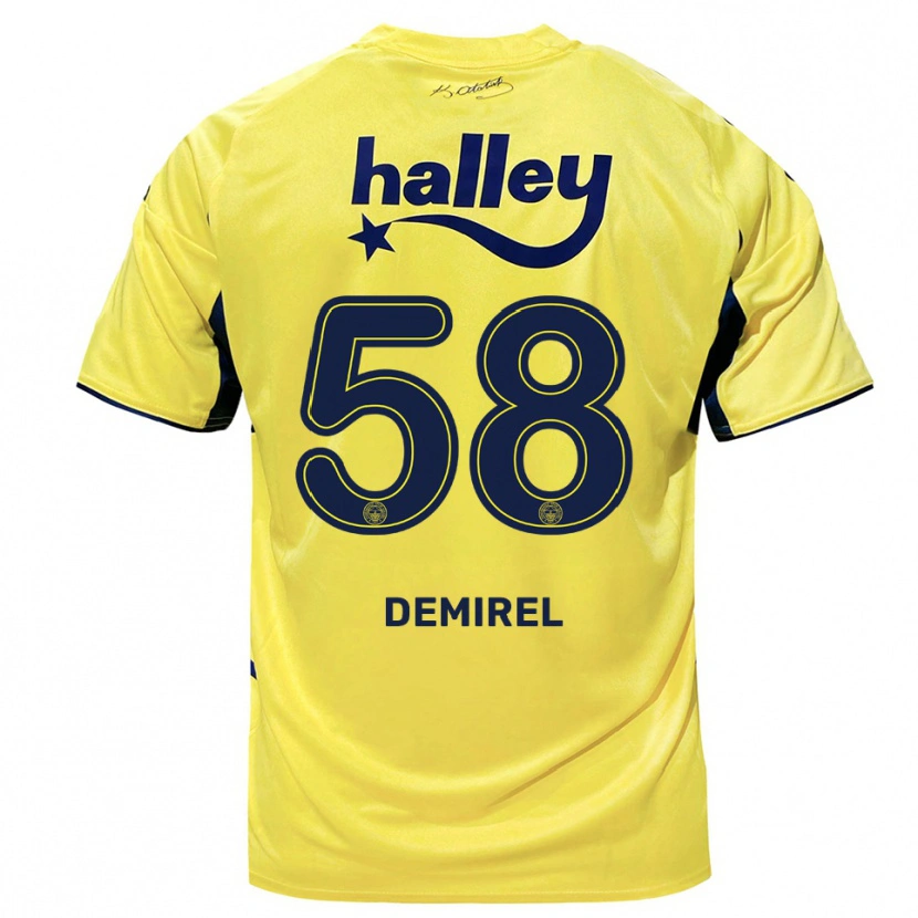 Danxen Homem Camisola Görkem Demirel #58 Amarelo Marinho Alternativa 2025/26 Camisa