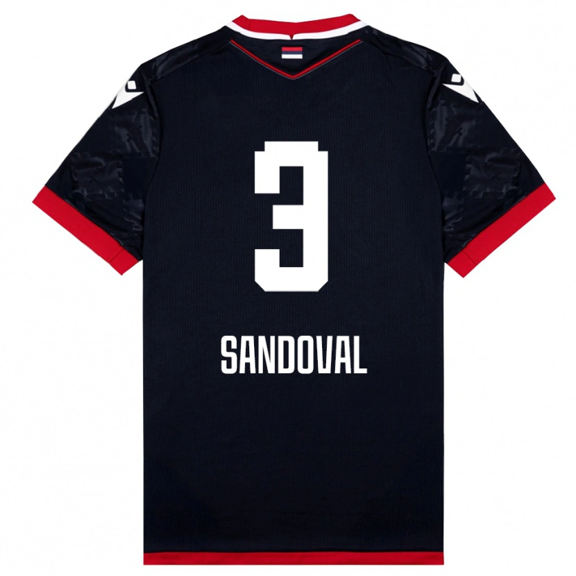 Danxen Homem Camisola Keimer Sandoval #3 Preto Vermelho Alternativa 2025/26 Camisa