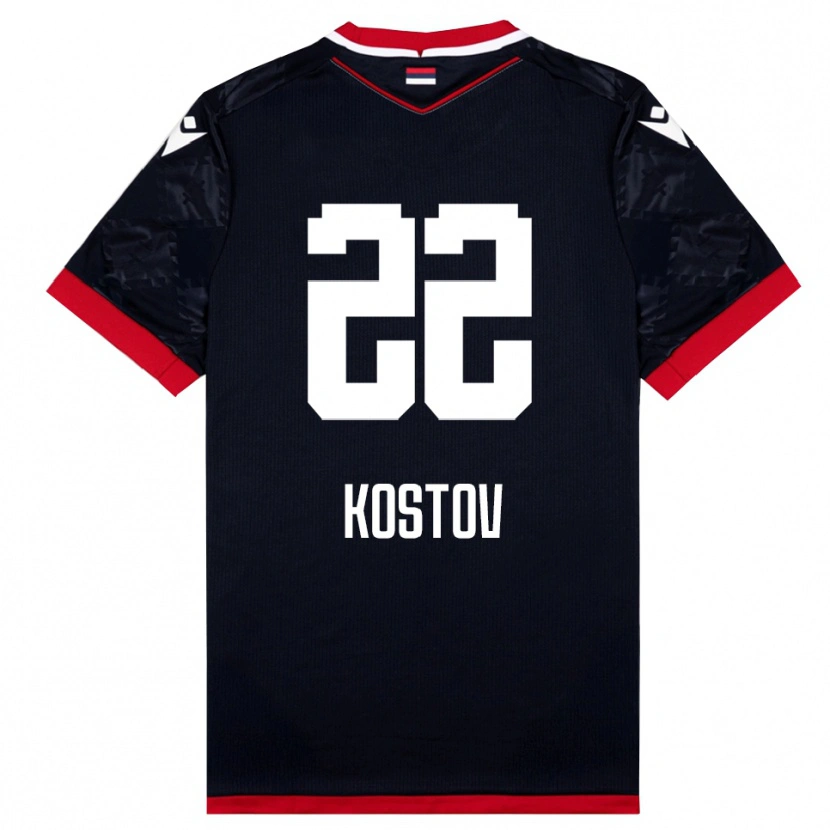 Danxen Homem Camisola Vasilije Kostov #22 Preto Vermelho Alternativa 2025/26 Camisa