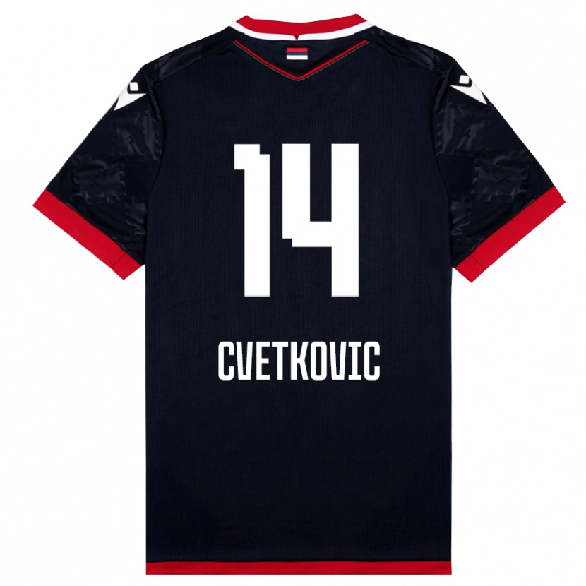 Danxen Homem Camisola Djordje Cvetkovic #14 Preto Vermelho Alternativa 2025/26 Camisa