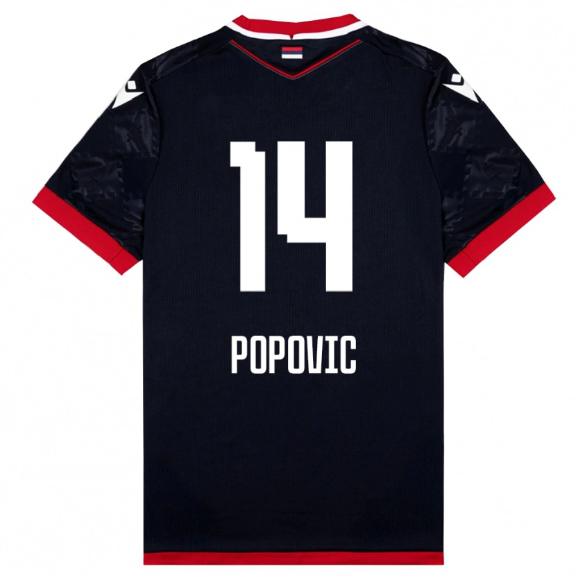 Danxen Homem Camisola Mihajlo Popovic #14 Preto Vermelho Alternativa 2025/26 Camisa
