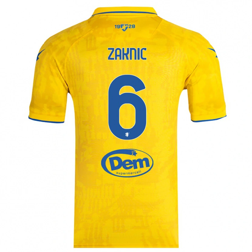 Danxen Mulher Camisola Lazar Zaknic #6 Amarelo Azul Principal 2025/26 Camisa