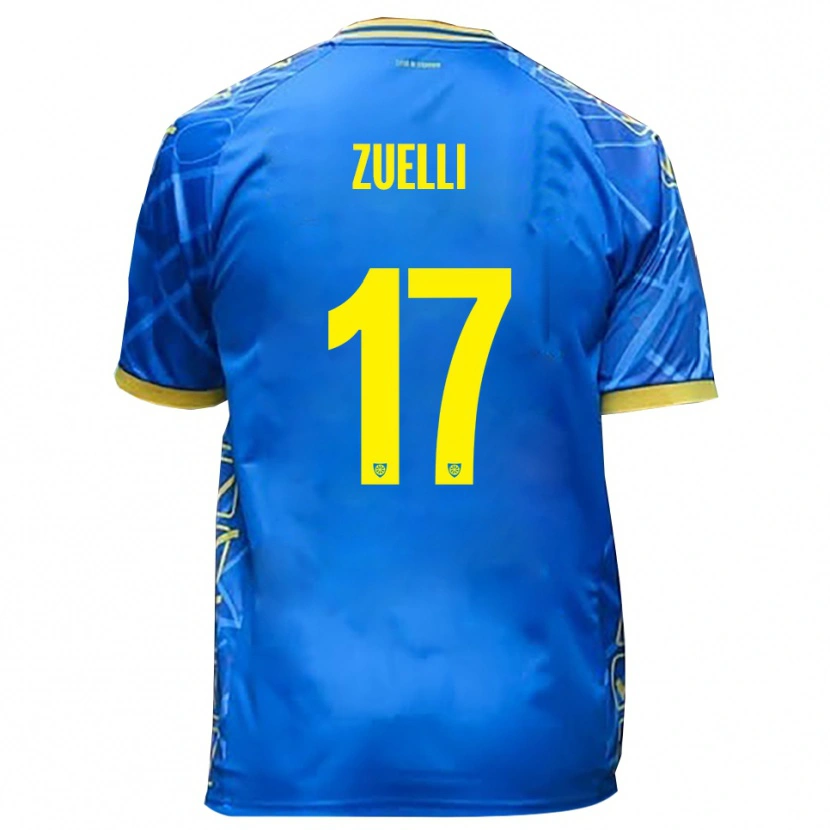 Danxen Mulher Camisola Emanuele Zuelli #17 Azul Celeste Amarelo Principal 2025/26 Camisa