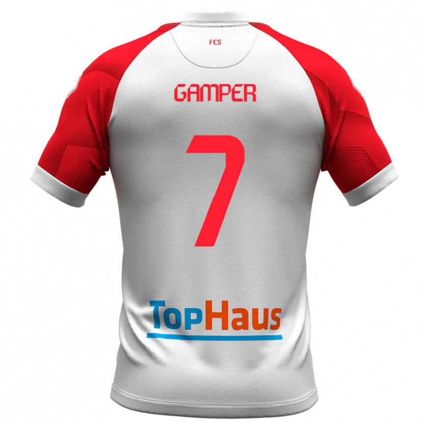 Danxen Mulher Camisola Hannes Gamper #7 Branco Vermelho Principal 2025/26 Camisa