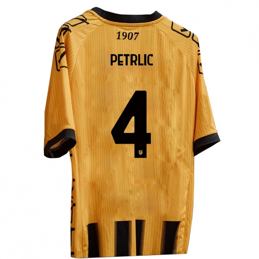 Danxen Mulher Camisola Vincenzo Petrlic #4 Amarelo Preto Principal 2025/26 Camisa