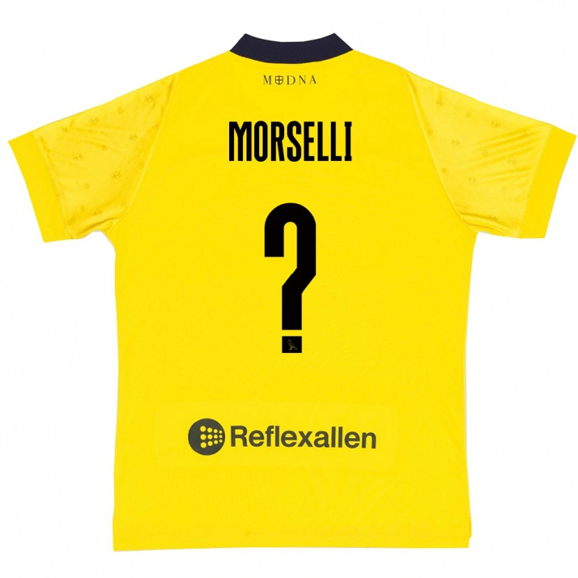 Danxen Mulher Camisola Gabriele Morselli #0 Amarelo Marinho Principal 2025/26 Camisa