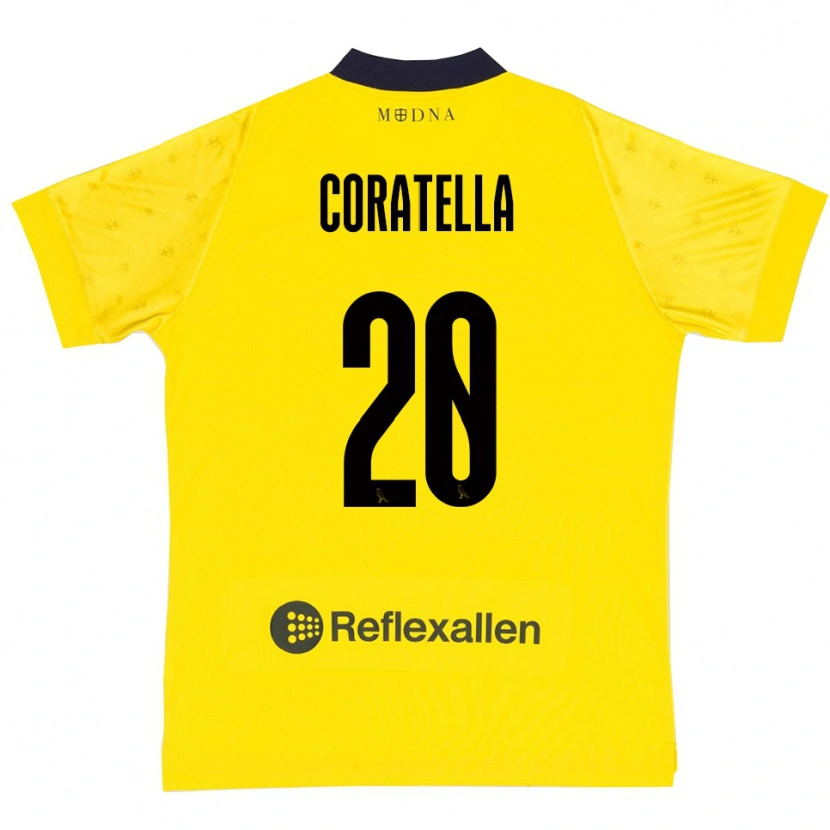Danxen Mulher Camisola Fabio Coratella #20 Amarelo Marinho Principal 2025/26 Camisa