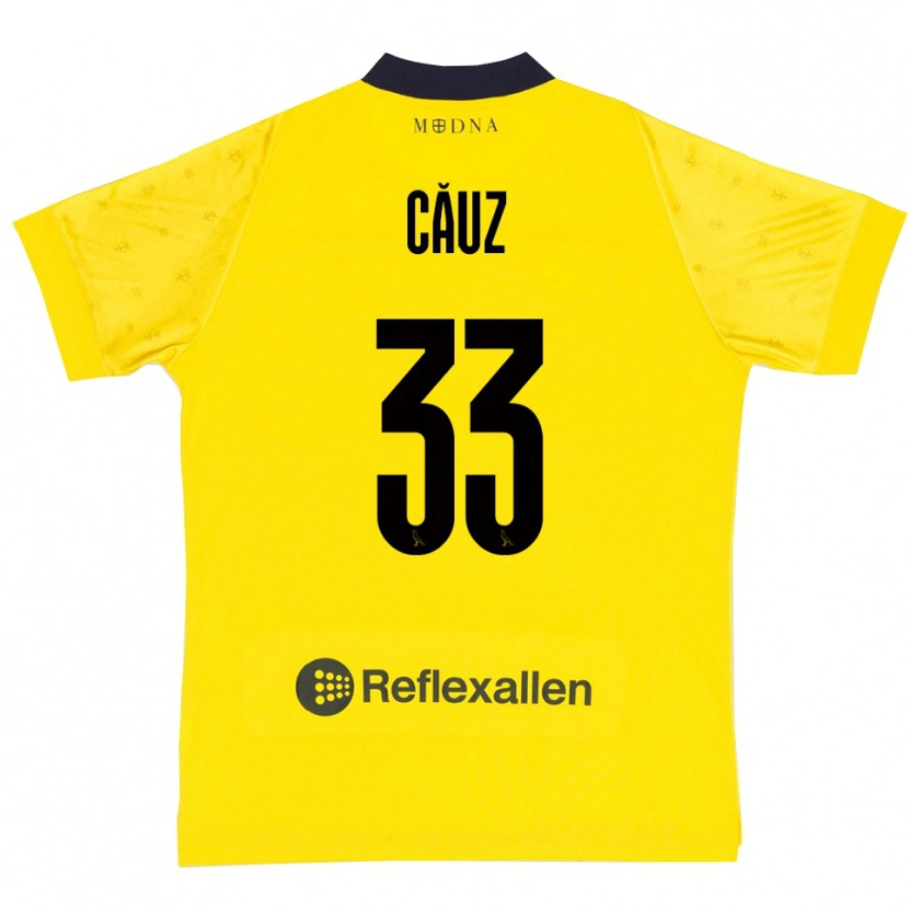 Danxen Mulher Camisola Cristian Căuz #33 Amarelo Marinho Principal 2025/26 Camisa
