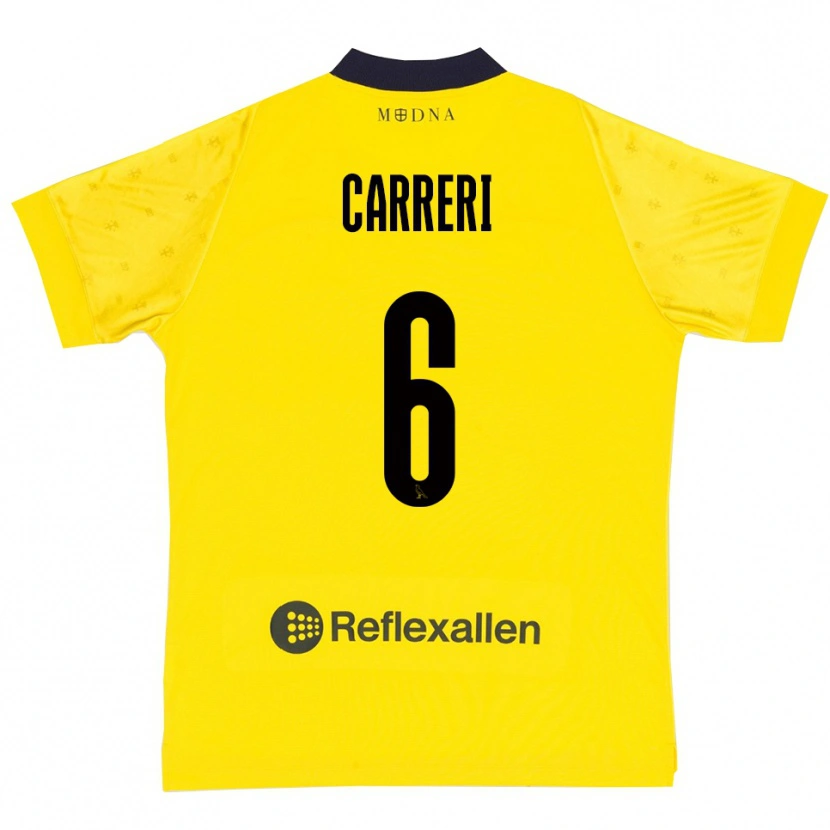 Danxen Mulher Camisola Carlo Carreri #6 Amarelo Marinho Principal 2025/26 Camisa