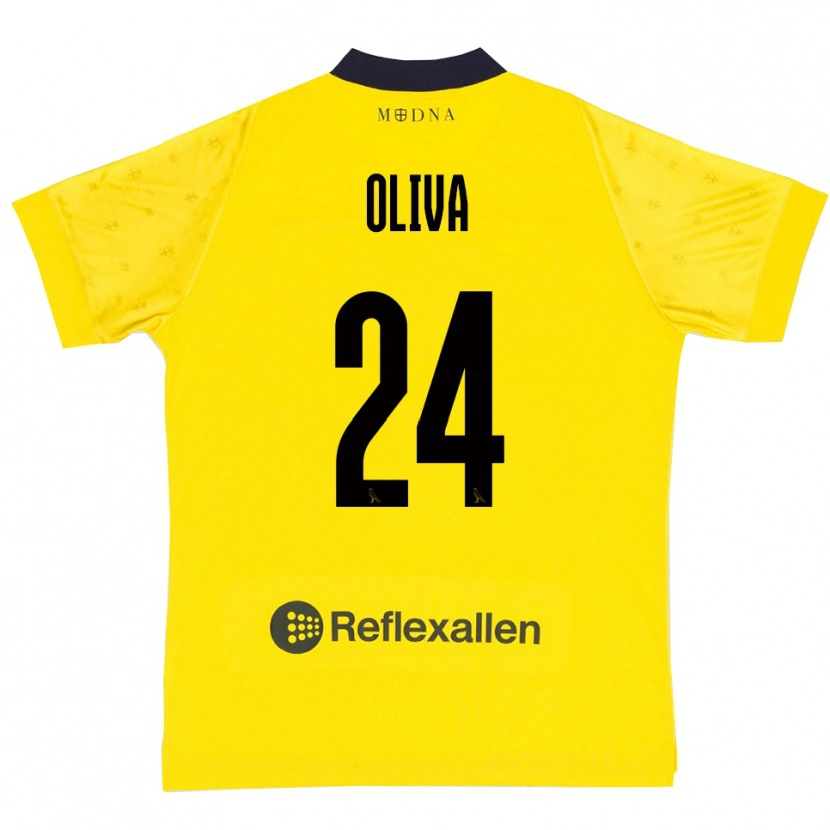 Danxen Mulher Camisola Marco Oliva #24 Amarelo Marinho Principal 2025/26 Camisa