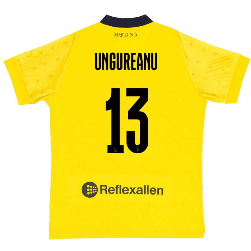 Danxen Mulher Camisola Eduard Ungureanu #13 Amarelo Marinho Principal 2025/26 Camisa