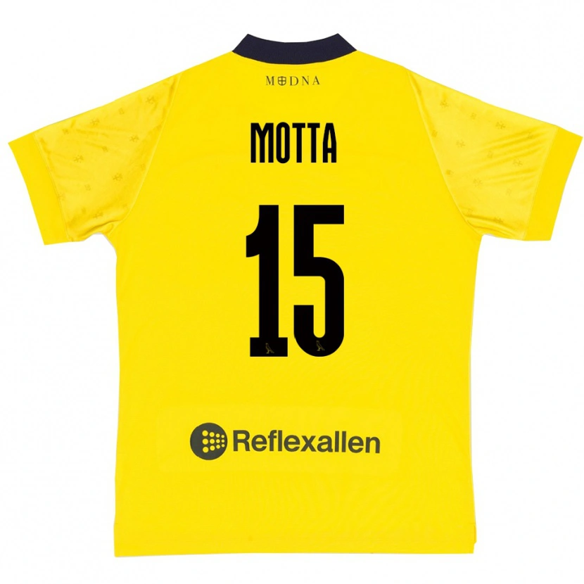 Danxen Mulher Camisola Nicolò Motta #15 Amarelo Marinho Principal 2025/26 Camisa
