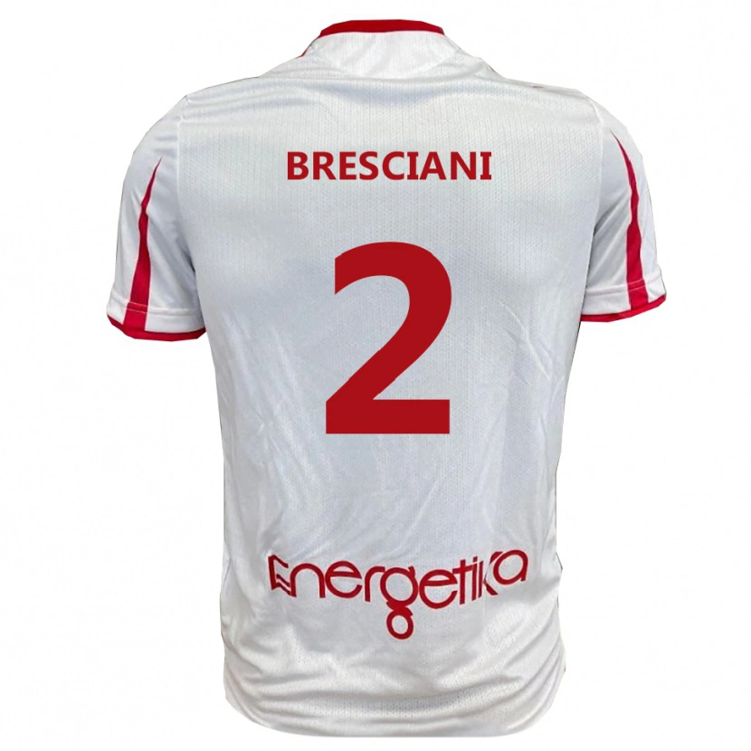 Danxen Mulher Camisola Nicola Bresciani #2 Branco Vermelho Principal 2025/26 Camisa