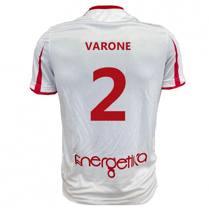 Danxen Mulher Camisola Francesco Varone #2 Branco Vermelho Principal 2025/26 Camisa