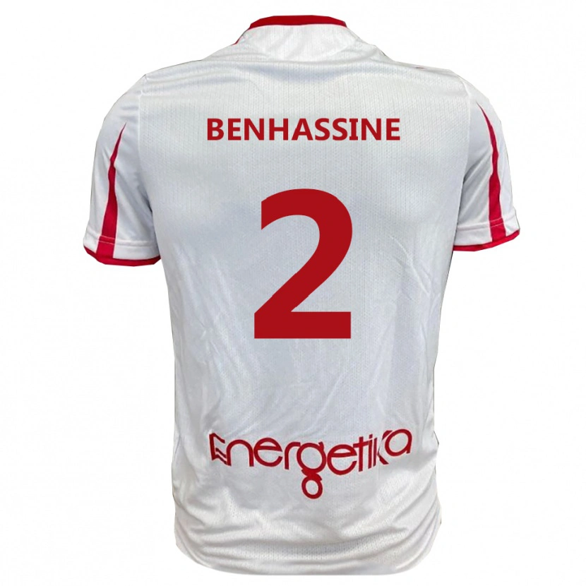 Danxen Mulher Camisola Bilel Benhassine #2 Branco Vermelho Principal 2025/26 Camisa