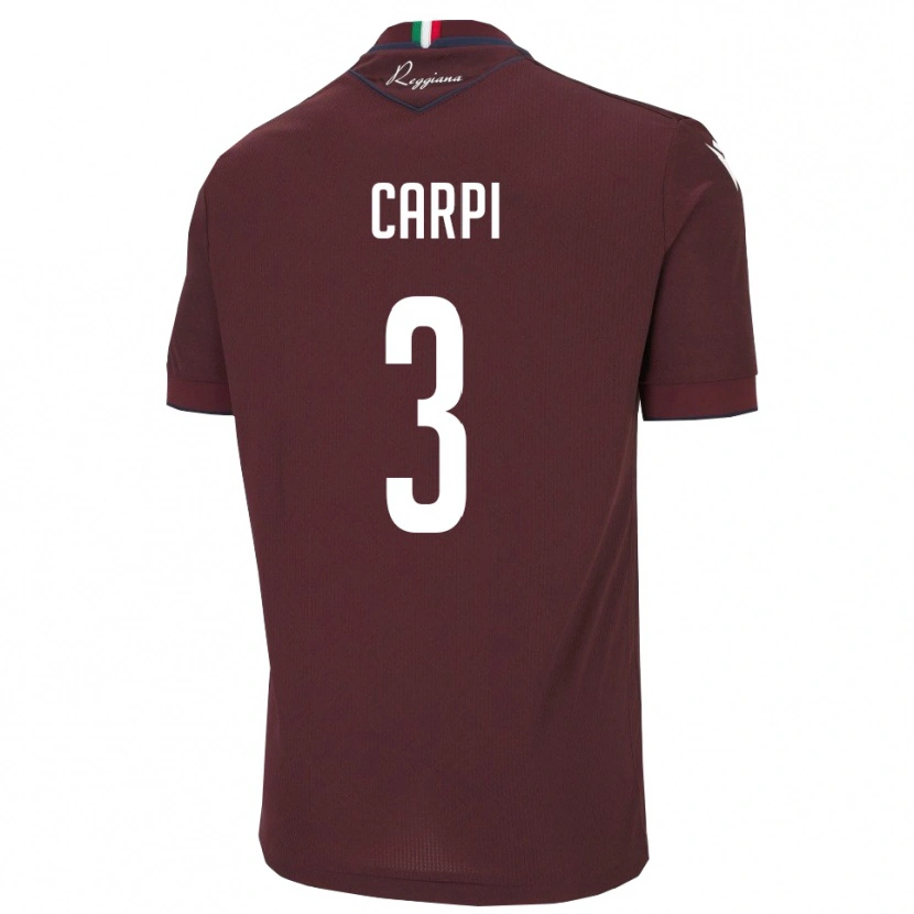 Danxen Mulher Camisola Filippo Carpi #3 Borgonha Branco Principal 2025/26 Camisa