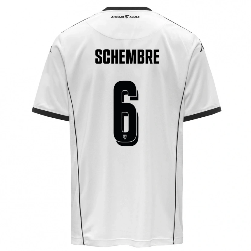 Danxen Mulher Camisola Emanuele Schembre #6 Branco Preto Principal 2025/26 Camisa