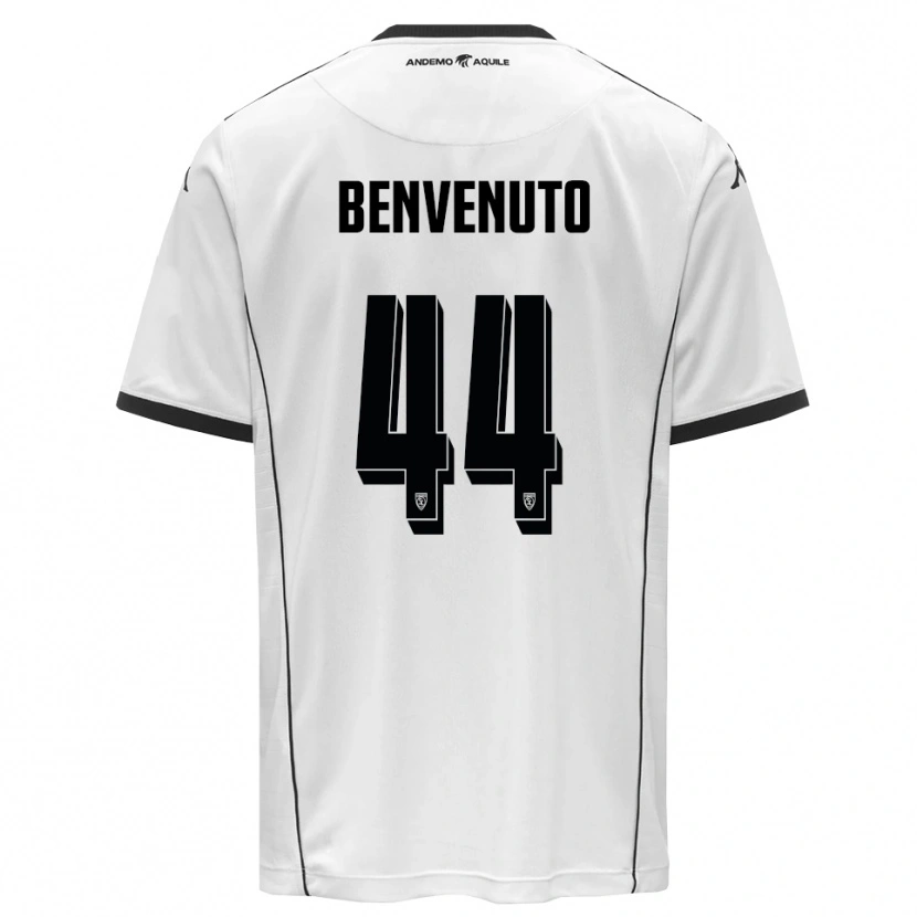 Danxen Mulher Camisola Mattia Benvenuto #44 Branco Preto Principal 2025/26 Camisa
