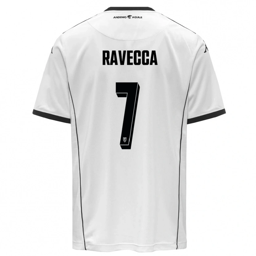 Danxen Mulher Camisola Edoardo Ravecca #7 Branco Preto Principal 2025/26 Camisa