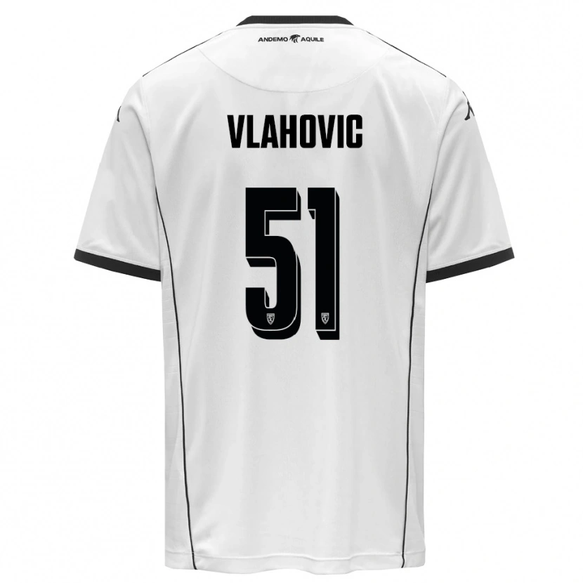 Danxen Mulher Camisola Vanja Vlahović #51 Branco Preto Principal 2025/26 Camisa