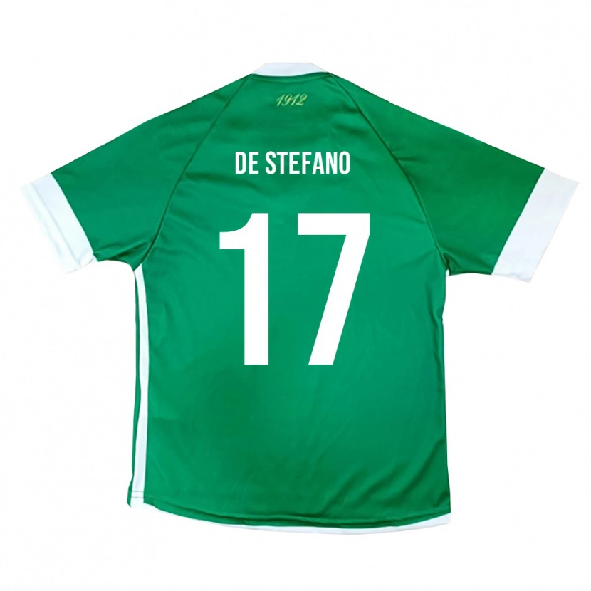 Danxen Mulher Camisola Nicolò De Stefano #17 Verde Branco Principal 2025/26 Camisa