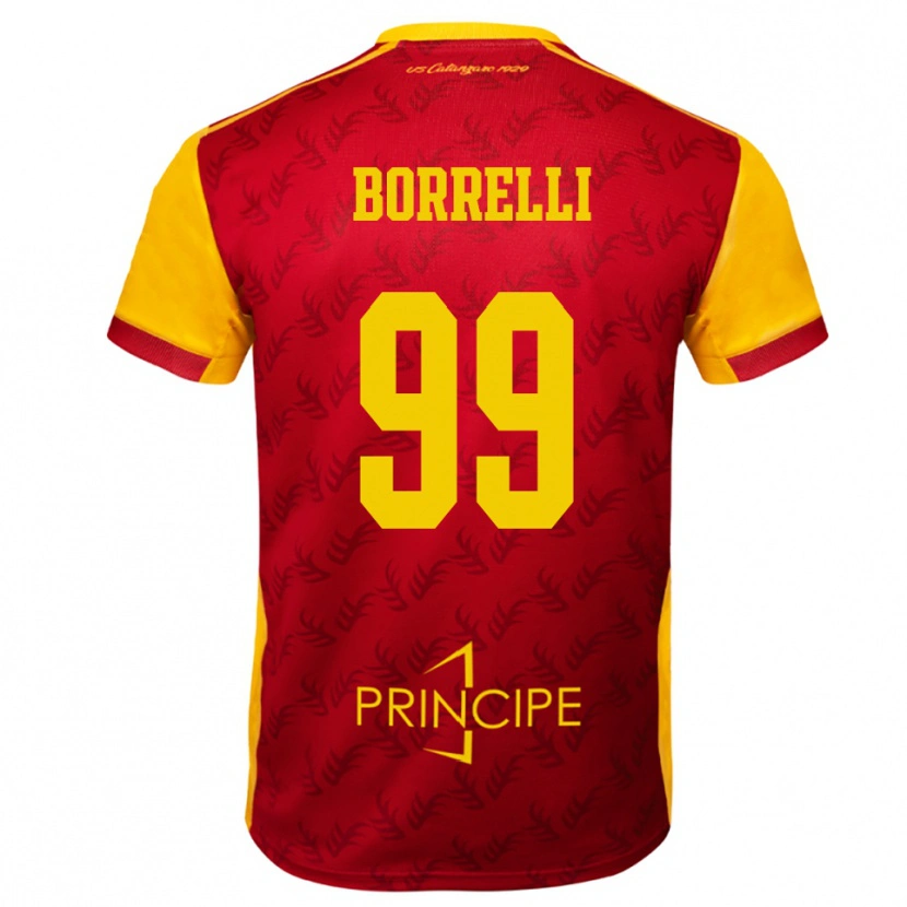 Danxen Mulher Camisola Edoardo Borrelli #99 Amarelo Vermelho Principal 2025/26 Camisa