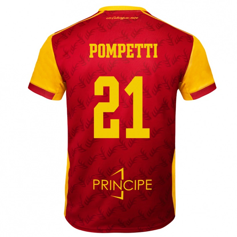 Danxen Mulher Camisola Marco Pompetti #21 Amarelo Vermelho Principal 2025/26 Camisa