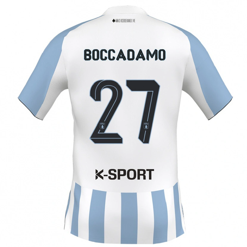 Danxen Mulher Camisola Antonio Boccadamo #27 Branco Azul Celeste Principal 2025/26 Camisa