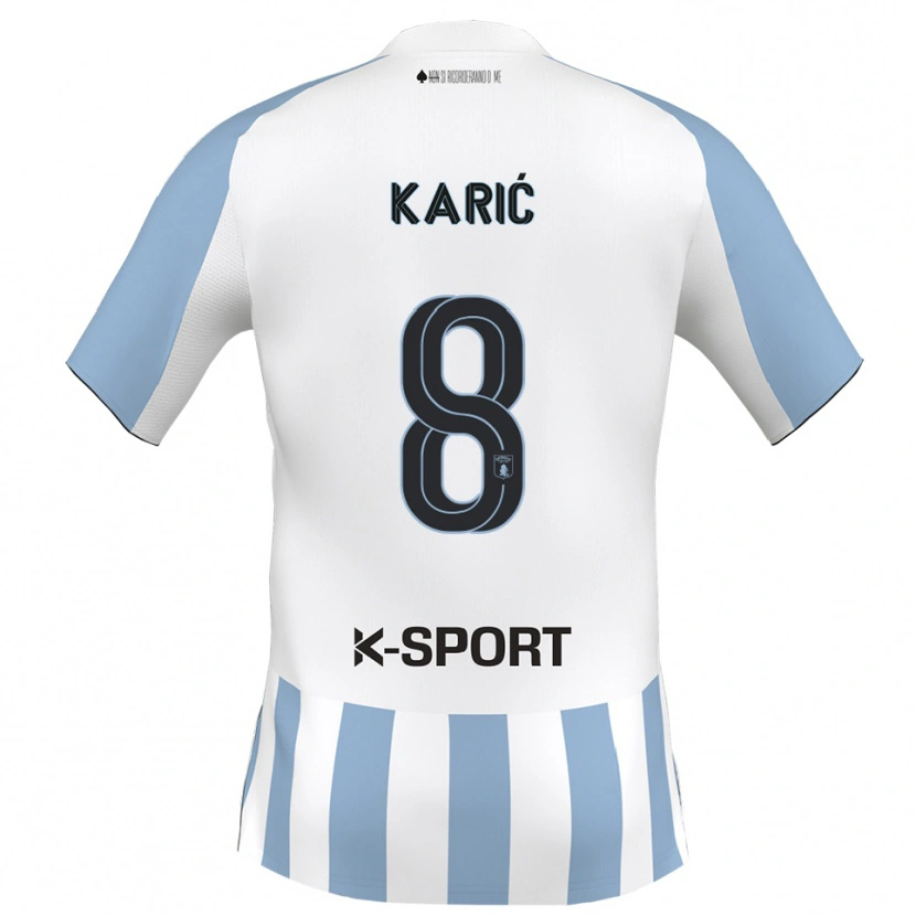 Danxen Mulher Camisola Nermin Karić #8 Branco Azul Celeste Principal 2025/26 Camisa