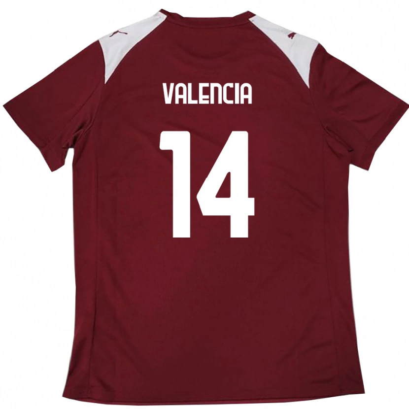 Danxen Mulher Camisola Diego Valencia #14 Borgonha Branco Principal 2025/26 Camisa