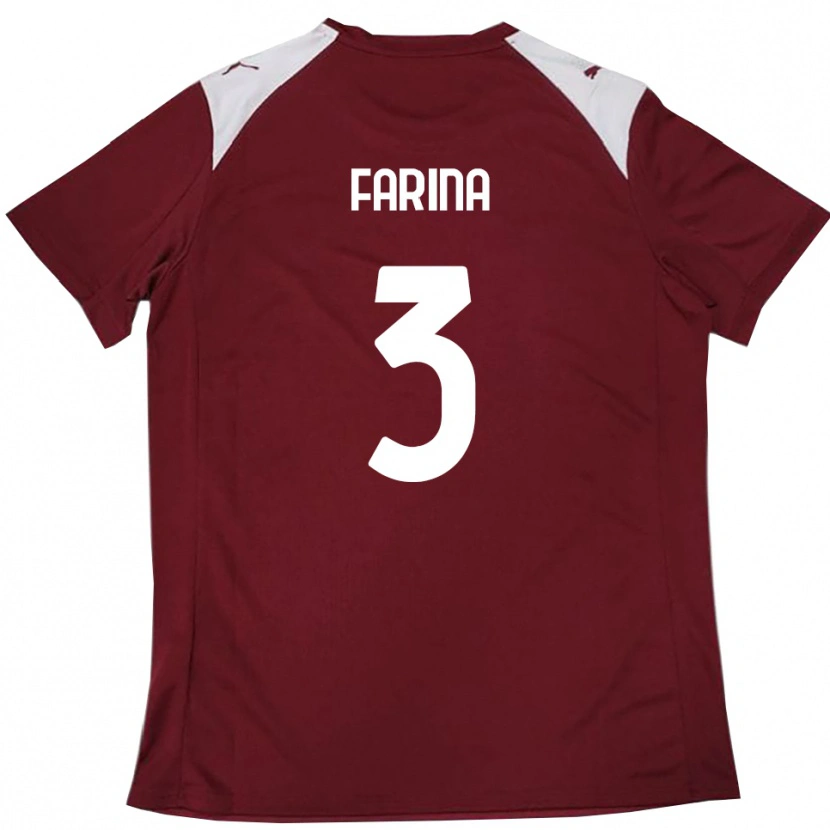 Danxen Mulher Camisola Alfredo Farina #3 Borgonha Branco Principal 2025/26 Camisa
