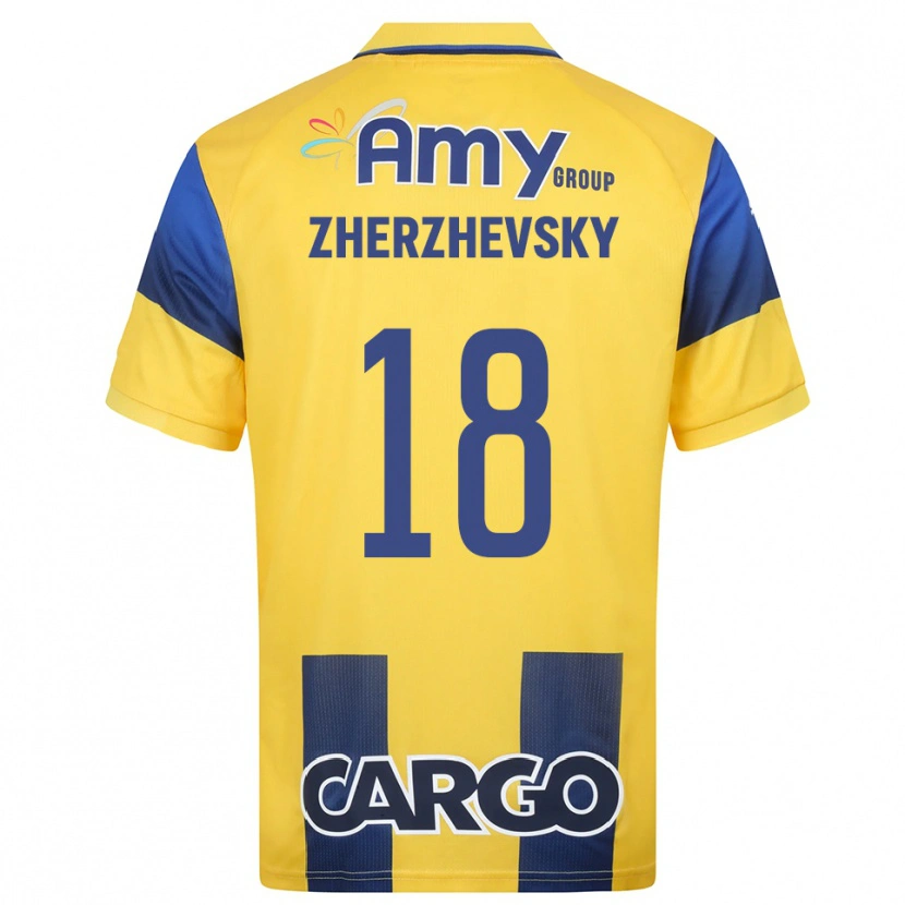 Danxen Mulher Camisola Roy Zherzhevsky #18 Amarelo Marinho Principal 2025/26 Camisa