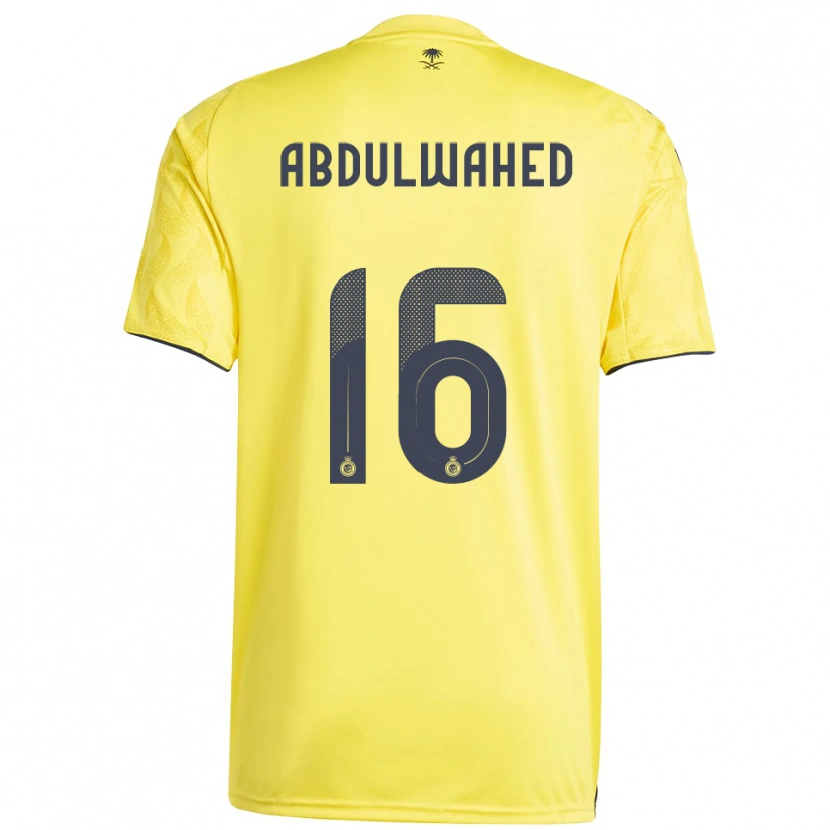 Danxen Mulher Camisola Ghader Abdulwahed #16 Amarelo Preto Principal 2025/26 Camisa