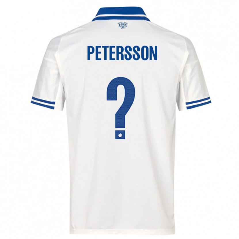 Danxen Mulher Camisola Oliver Petersson #0 Branco Azul Principal 2025/26 Camisa