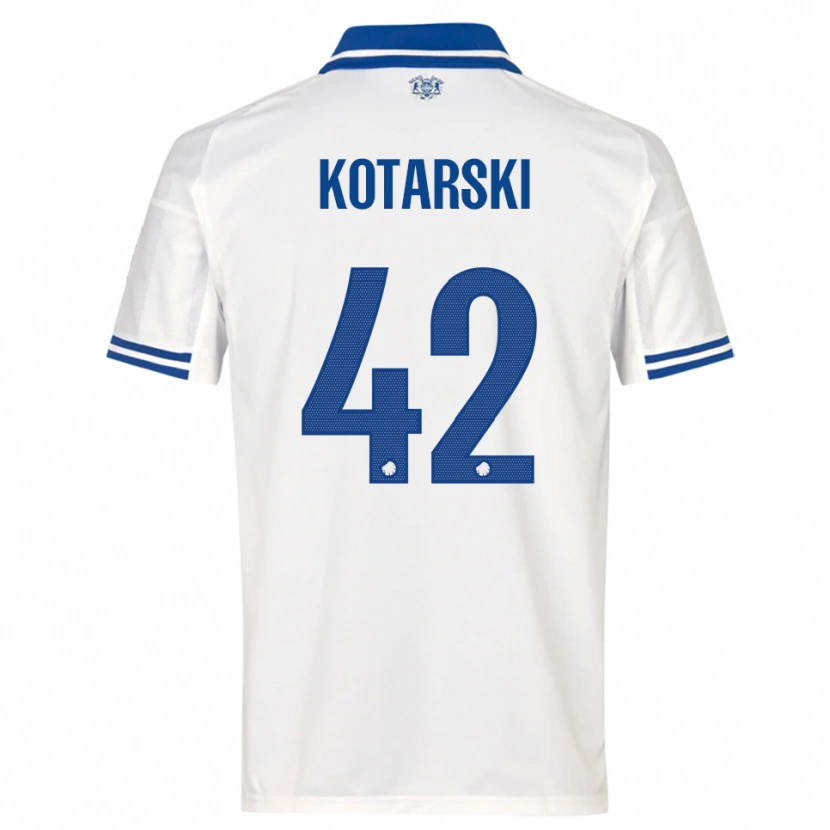 Danxen Mulher Camisola Dominik Kotarski #42 Branco Azul Principal 2025/26 Camisa