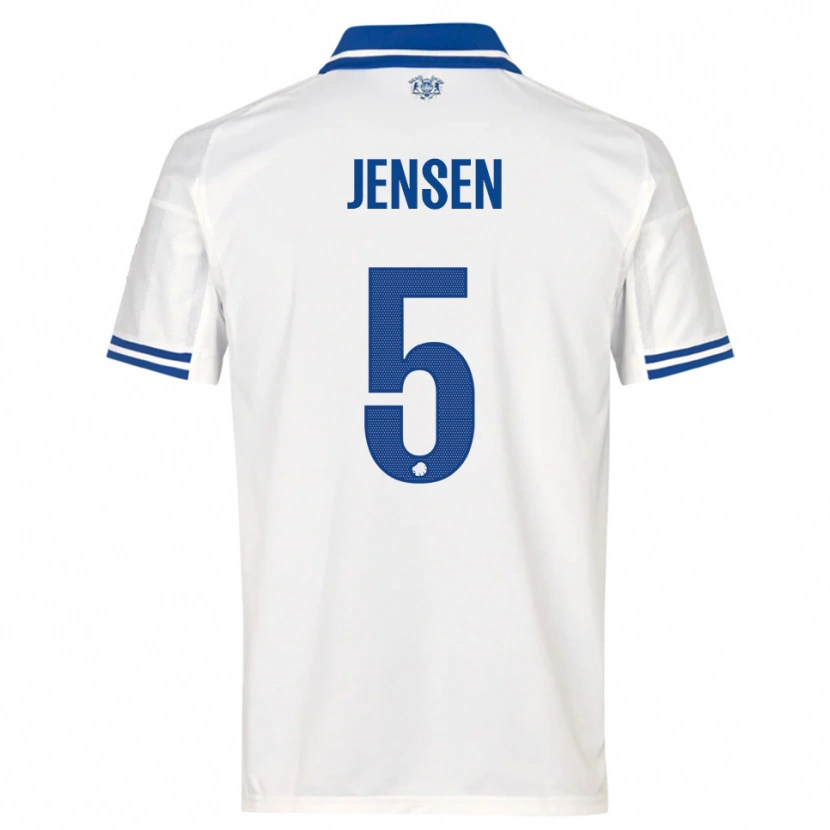 Danxen Mulher Camisola Emma Jensen #5 Branco Azul Principal 2025/26 Camisa
