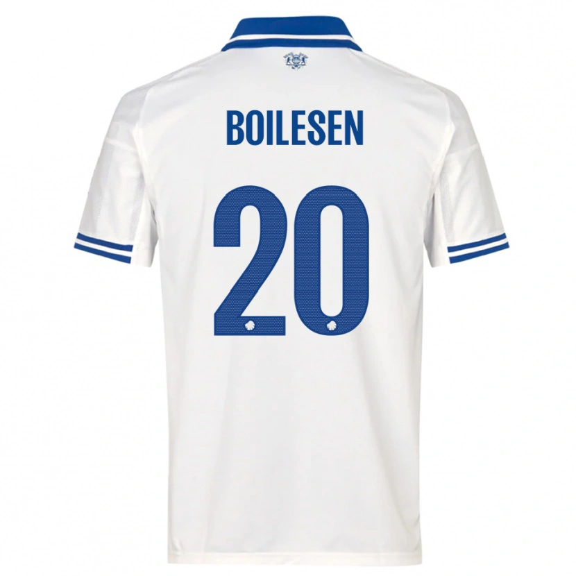 Danxen Mulher Camisola Nicolai Boilesen #20 Branco Azul Principal 2025/26 Camisa