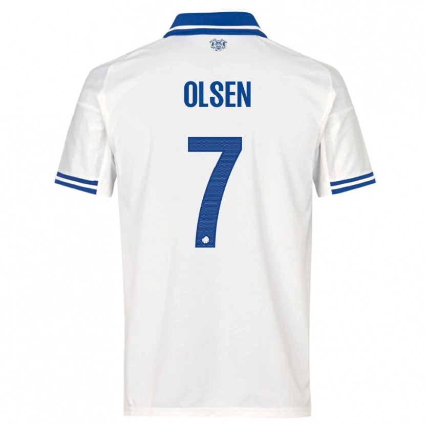 Danxen Mulher Camisola Gunnar Olsen #7 Branco Azul Principal 2025/26 Camisa