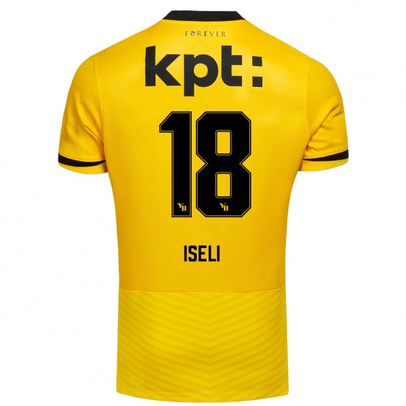 Danxen Mulher Camisola Marco Iseli #18 Amarelo Preto Principal 2025/26 Camisa