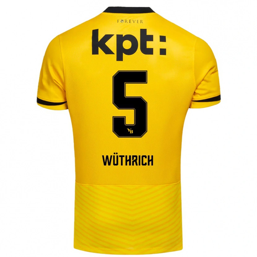 Danxen Mulher Camisola Gregory Wüthrich #5 Amarelo Preto Principal 2025/26 Camisa