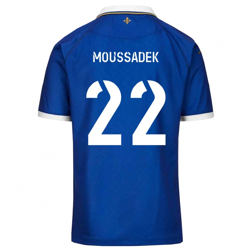 Danxen Mulher Camisola Djamal Moussadek #22 Azul Dourado Principal 2025/26 Camisa