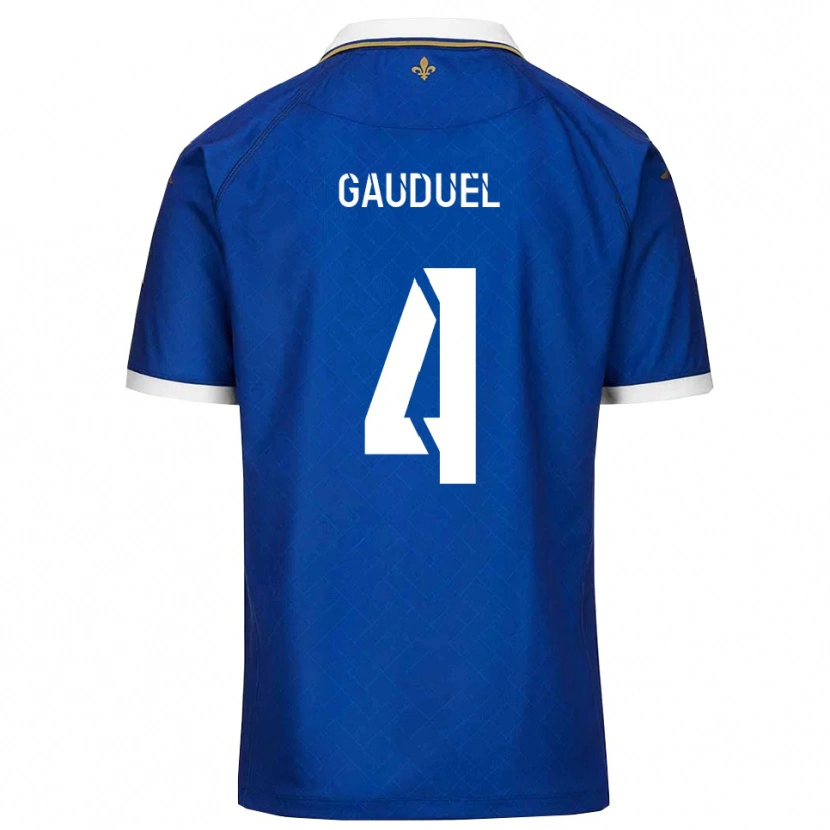 Danxen Mulher Camisola Sacha Gauduel #4 Azul Dourado Principal 2025/26 Camisa