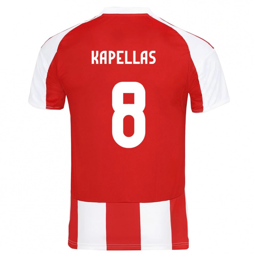 Danxen Mulher Camisola Christos Kapellas #8 Vermelho Branco Principal 2025/26 Camisa