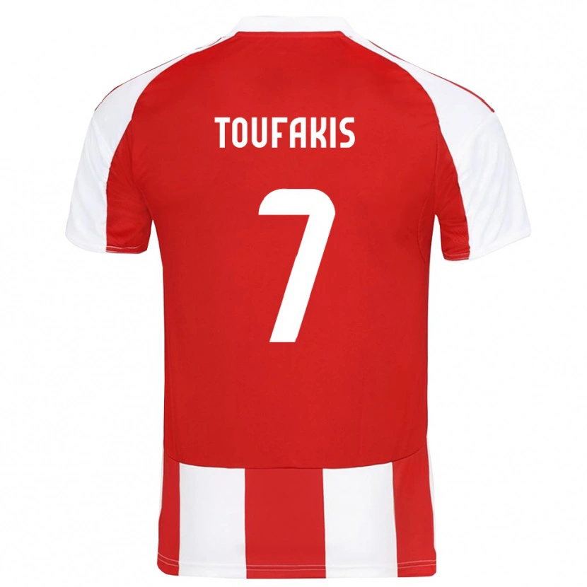 Danxen Mulher Camisola Paschalis Toufakis #7 Vermelho Branco Principal 2025/26 Camisa