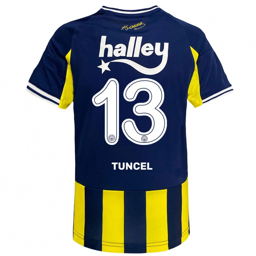 Danxen Mulher Camisola Ercan Tuncel #13 Amarelo Marinho Branco Principal 2025/26 Camisa