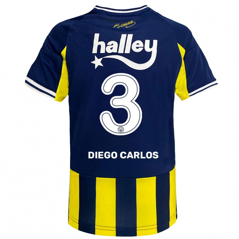 Danxen Mulher Camisola Diego Carlos #3 Amarelo Marinho Branco Principal 2025/26 Camisa