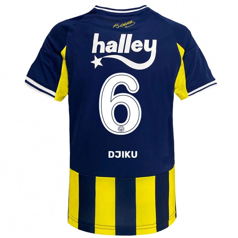 Danxen Mulher Camisola Alexander Djiku #6 Amarelo Marinho Branco Principal 2025/26 Camisa