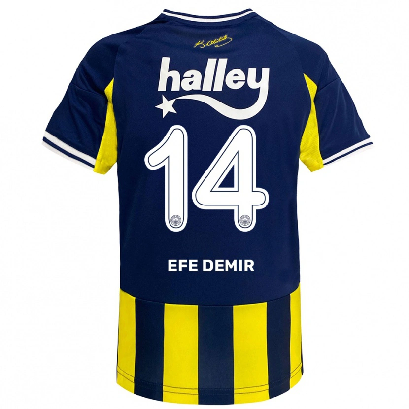 Danxen Mulher Camisola Yiğit Efe Demir #14 Amarelo Marinho Branco Principal 2025/26 Camisa