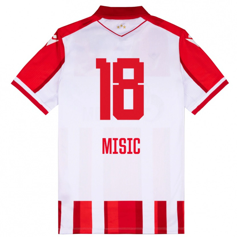 Danxen Mulher Camisola Ognjen Misic #18 Vermelho Branco Principal 2025/26 Camisa