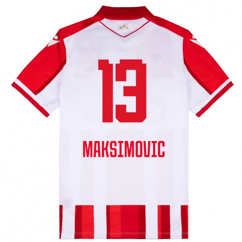 Danxen Mulher Camisola Filip Maksimovic #13 Vermelho Branco Principal 2025/26 Camisa